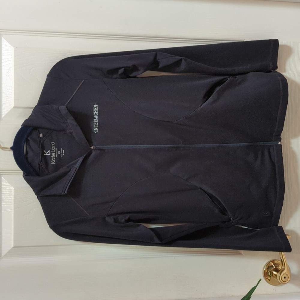 Kate Lord Collection Women's Navy Zippered Jacket Size XS Embroidered Front